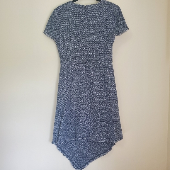 Eliza J Navy Tweed Asymmetrical Hem Dress Size 4 - Picture 3 of 6